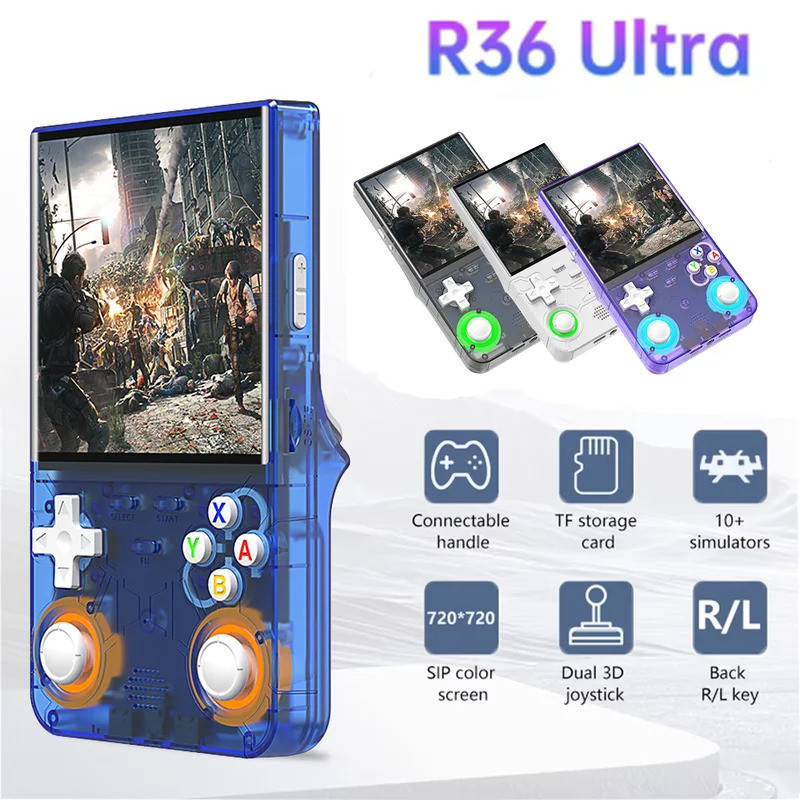 R36S Ultra เกมคอนโซล Linux ระบบเปิดแหล่ง R36Ultra 4.0 นิ้วหน้าจอ IPS แบบพกพากระเป๋าเครื่องเล่นวิดีโอ