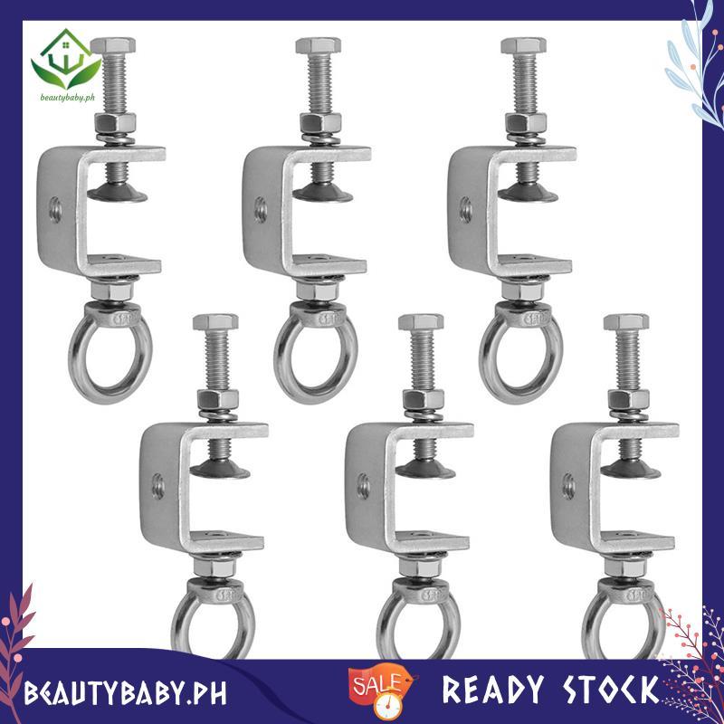 [beautybaby.ph] 6 ชิ้น 1" 25 มม. Stainless Steel C-Clamps Beam Clamp with M8 Ring,I-Beam Design U-Cl