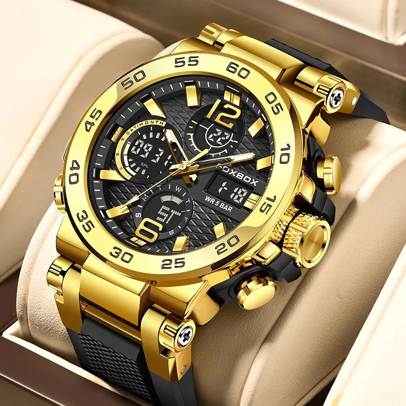 FOXBOX ธุรกิจนาฬิกาผู้ชายแฟชั่น Diver นาฬิกาผู้ชายแบรนด์หรูกีฬากันน้ําทหาร Chronograph Relógio Mascu