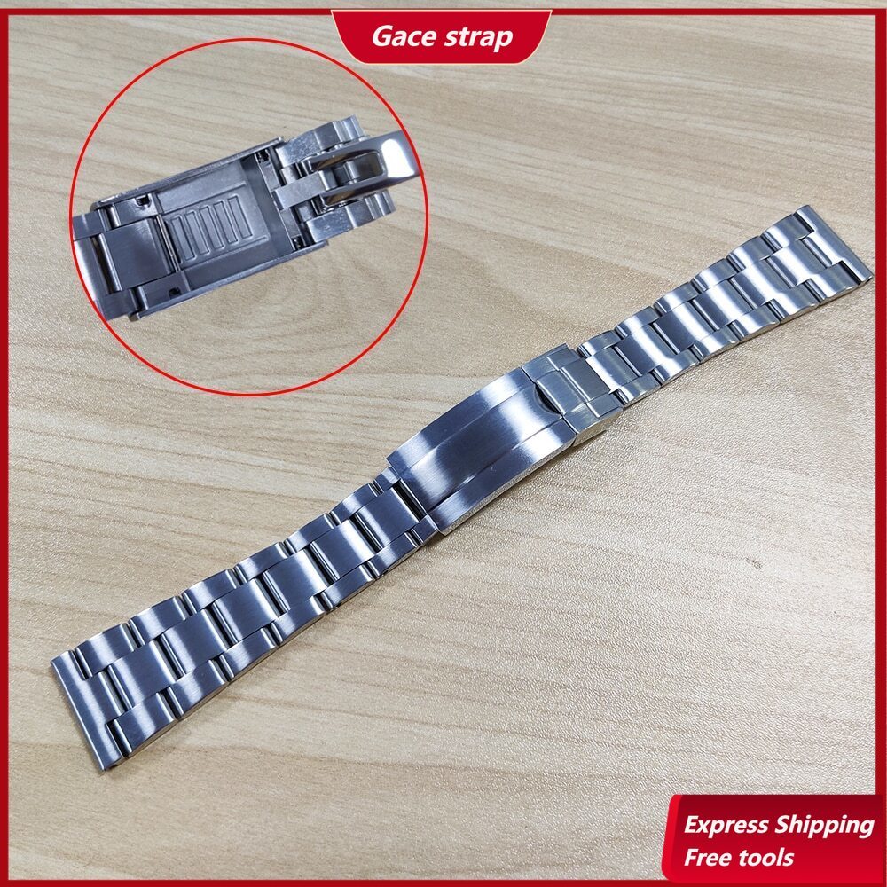 22mm Silver Brushed Glide Lock Clasp Steel Watch Band Bracelet สําหรับ Seiko Tudor