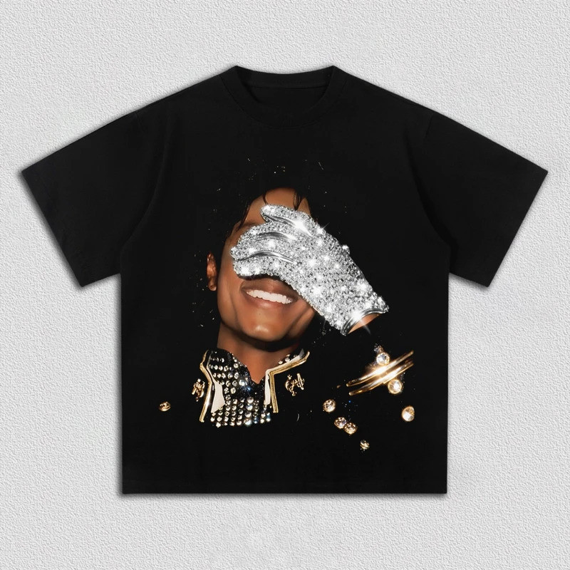 เสื้อยืดแฟนเพลงป็อป ลาย Michael Jackson Classic Diamond Glove Portrait ผ้าฝ้าย คอกลม มีไซส์ S-5XL ใส่ได้ทั้งชายและหญิง