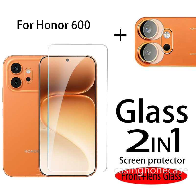 2 in 1 ป้องกันหน้าจอกล้องสําหรับ Honor 600 Pro Lite 600Pro 600Lite 4G 5G 2026 คลุมทั้งหมดใสกระจกนิรภัยป้องกันเลนส์ด้านหน้าฟิล์ม Ultra Slim Anti Scratch