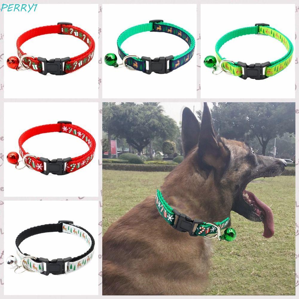 PERRY ปลอกคอแมวคริสต์มาส,เกล็ดหิมะ/Elk Deer รูปแบบสีขาว/สีเขียว/สีแดงคริสต์มาสสัตว์เลี้ยงคอ,ลูกสุนัข