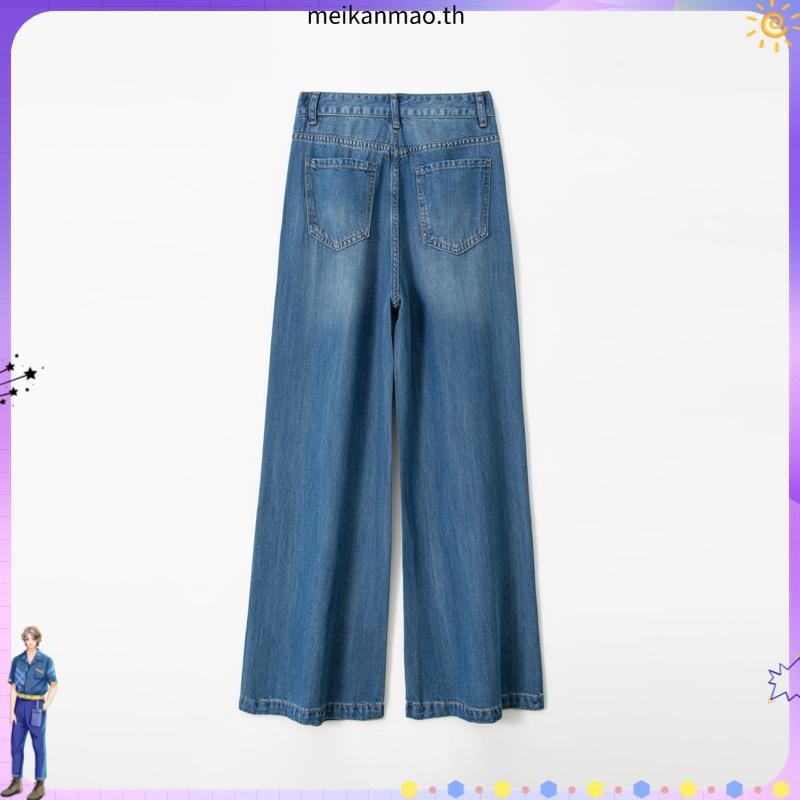 Mc JEANS กางเกงยีนส์ผู้หญิง ทรงกระบอกขากว้าง (Straight Wide) สียีนส์ฟอกกลาง MFWZ236 เนื้อผ้ายีนส์12.