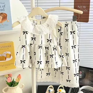 Dolemi Baby ชุดเสื้อ เสื้อแขนกุด+ กางเกงขายาว สไตล์เกาหลี ใหม่ สำหรับเด็กหญิง ชุดฤดูร้อน 80CM-160CM