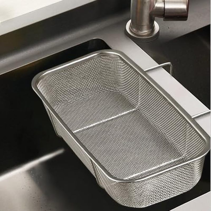 Stainless Steel Side Sink Drain Strainer Basket, Corner Hanging Sink Strainer Colander Drain Basket,
