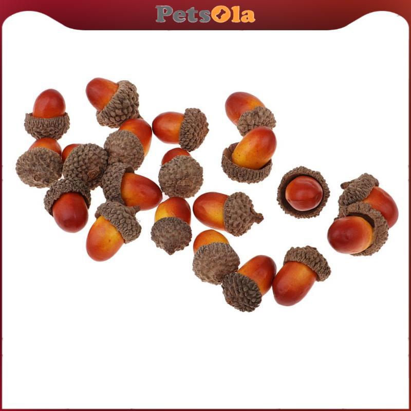 PETSOLA 100 ชิ้นธรรมชาติ Acorns Bulk Rustic Acorns หมวกงานแต่งงาน DIY คริสต์มาส 20 acorns 17X25 มม.