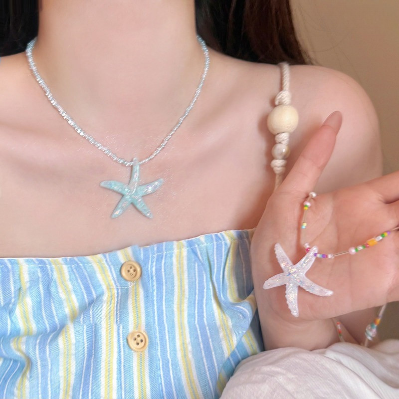 🌟COD🌟หวาน สไตล์วันหยุด สร้อยไปทะเล โดปามีน ปลาดาว ลูกปัด สร้อยคอ ราคาถูกที่สุด ส่งไวจากไทย คุณภาพสูง