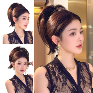วิกผมทรงหางม้า แบบสวมเต็มศีรษะ ดีไซน์เสมือนจริงสำหรับการใช้งาน.daily