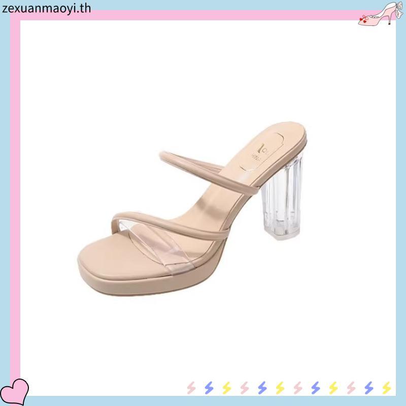 heels heels for women 2024 ผู้มีอิทธิพล ร้อนขายหนึ่งคําสายรัดสไตล์นางฟ้าเพิ่มความสูงรองเท้าเดียวขนาด