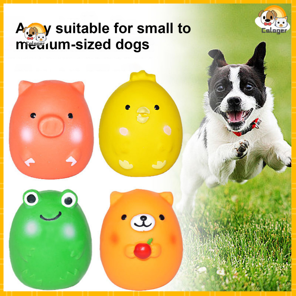 [Calager] Latex Dog Chew Toy Dog Dental Care Toy Squeaky Dog Chew Toy Set – Latex Chick Pig Frog Bear สําหรับสุนัขขนาดเล็กถึงกลางฟันดึงการฝึกอบรมของเล่นสัตว์เลี้ยงที่ทนทานสําหรับ Southeas