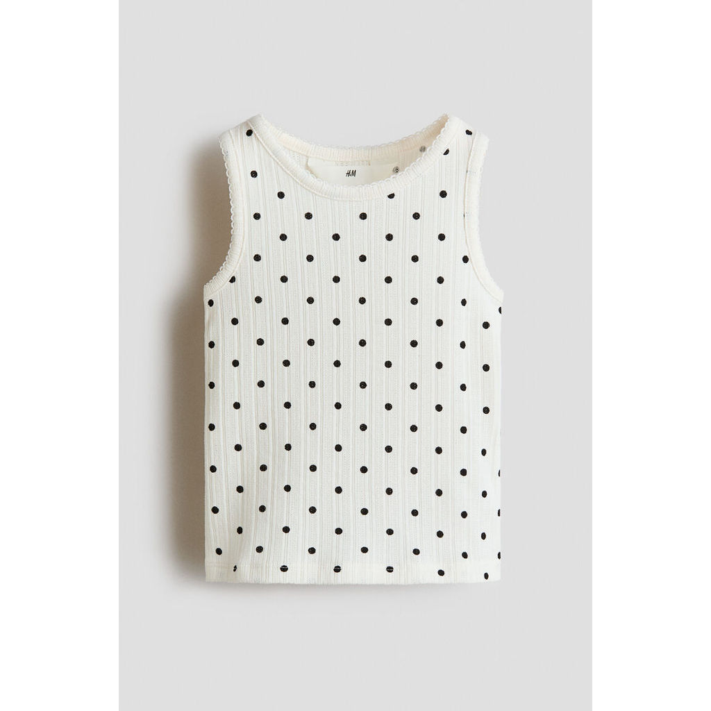 H&M(เอชแอนด์เอ็ม) เสื้อกล้ามผ้าจอร์ซีย์ผสมลายปอยแตลล์ เด็กหญิง 1348037_1