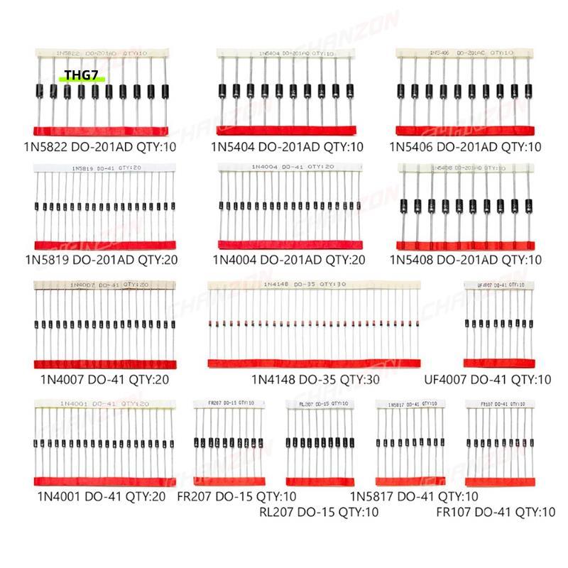 Belinda7200Pcs Fast Switching Schottky Diode Kit 1N4001 1N4004 1N4007 1N5408 UF4007 FR207 1N5817 1N5