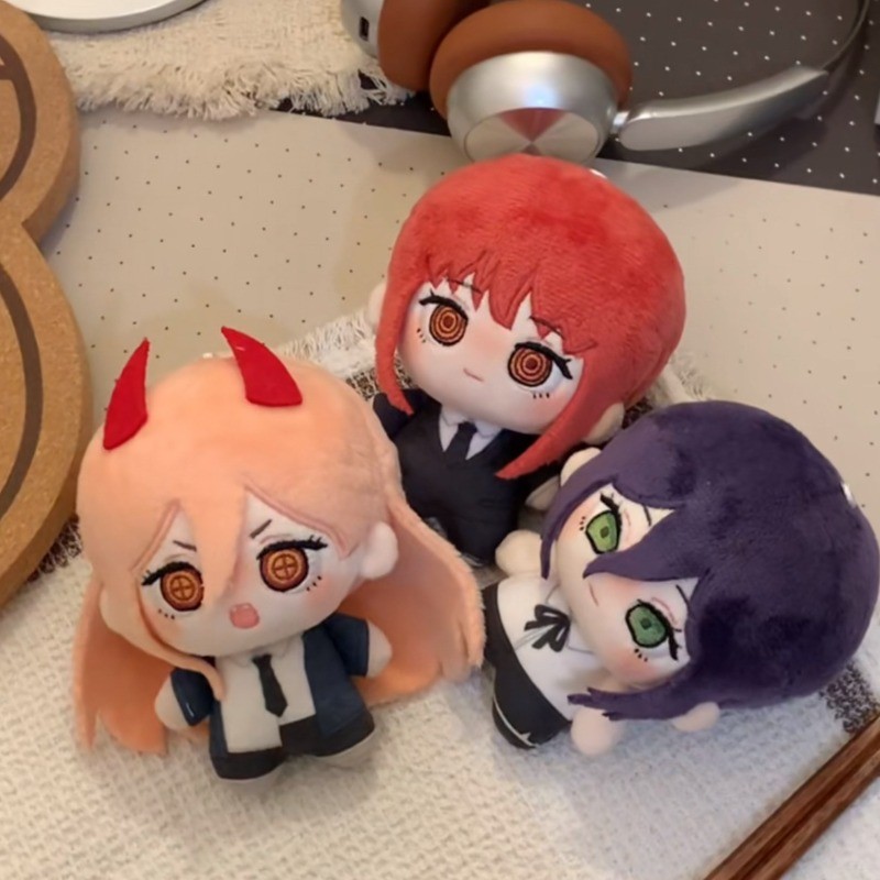 10cm Chainsaw Man ตุ๊กตาผ้าฝ้าย Makima Power Reze Plushie พวงกุญแจอะนิเมะตัวอักษรนุ่มของเล่นสําหรับเ