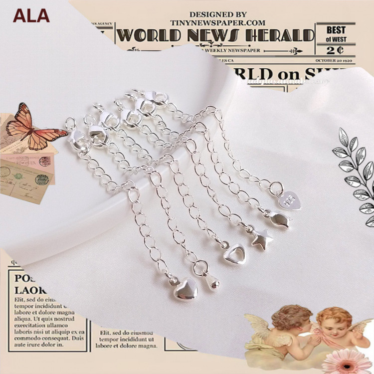 💖ALA เครื่องประดับ DIY💖โซ่ขยายการเก็บรักษาสี โซ่หางเงินแท้หนาพร้อมเข็มกลัดกุ้งก้ามกรามฤดูใบไม้ผลิ ทําเอง สร้อยข้อมือกระดูกไหปลาร้าสร้อยคอขยายโซ่อุป