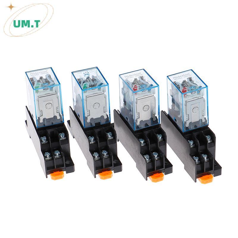 UM.T AC220V 12VDC 24VDC 24VAC 5A 8PIN คอยล์พลังงาน MY2N-J รีเลย์ HH52P พร้อมฐาน Soet