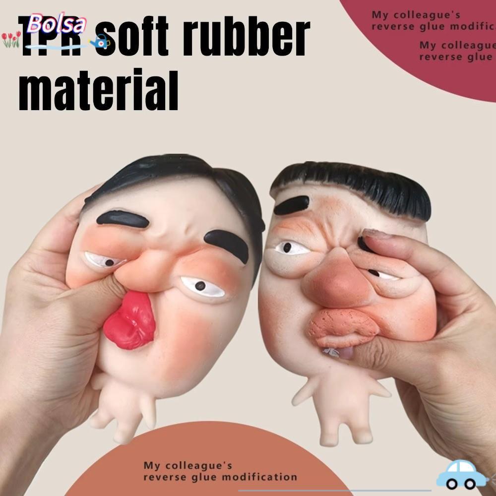 BOLSA ของเล่นคลายเครียด, ธีมเพื่อนร่วมงานของฉัน Big Face Squeeze ของเล่น, Quirky TPR ยางนุ่มช้า Rebound Ultra Soft Decompression Artifact ตลกสํานักงานตกแต่ง