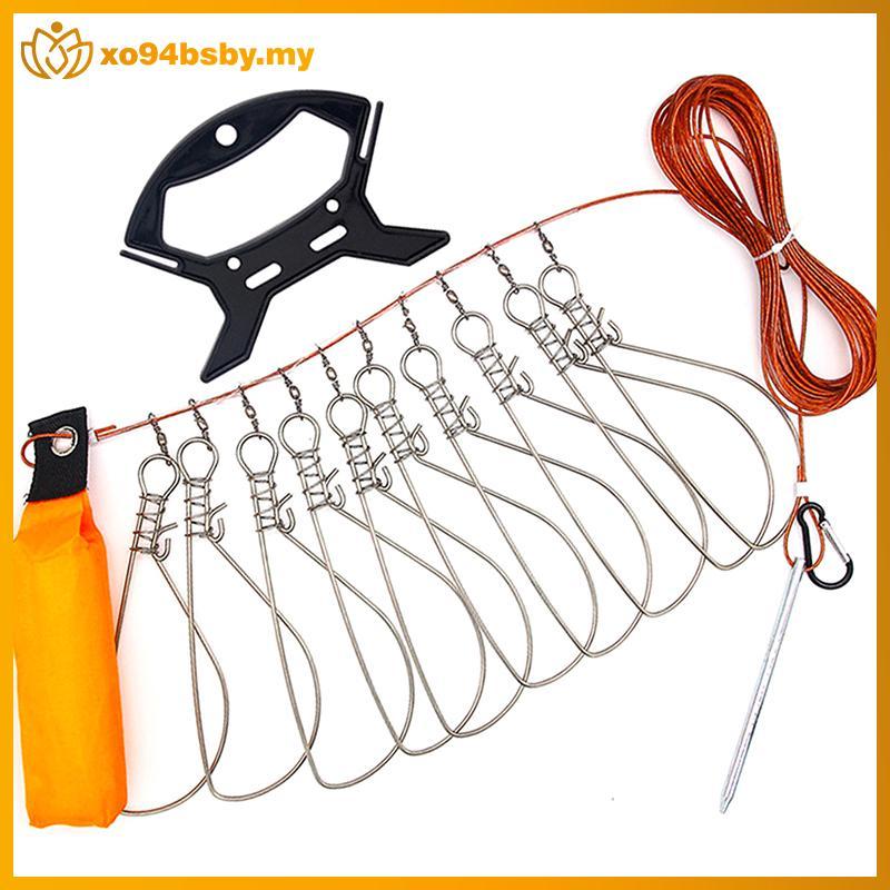 Xo94bsby ปลา Lo Bule พร้อม Reel เชือกเส้นเล็กสแตนเลส 5-snap Float Fish Stringer Controller คลิปอุปกร