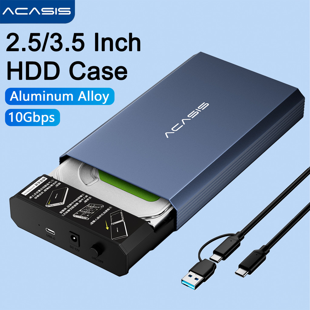 ACASIS 2.5/3.5 HDD Case Adapter 10Gbps อลูมิเนียม USB3.2 ประเภท C Gen2 HDD Enclosure 30TB ขยายเครื่อ