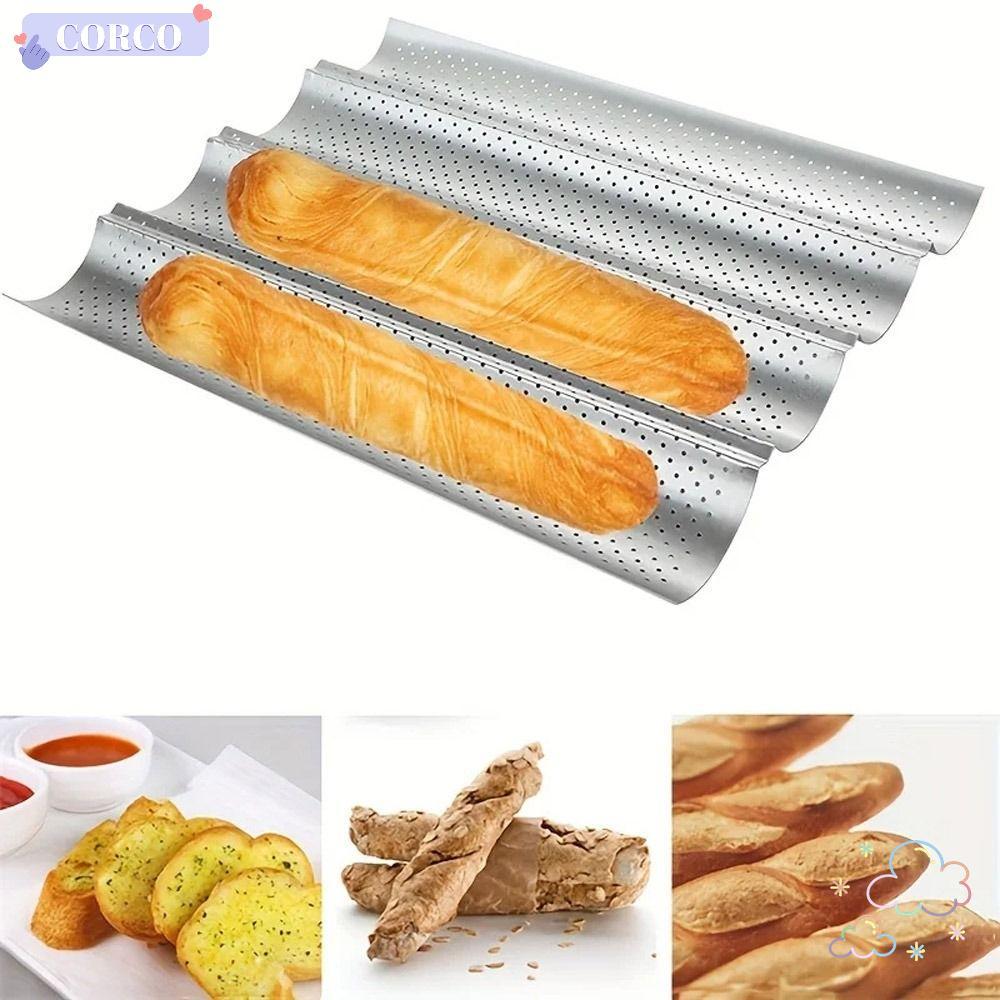 CORCO Baguette Mold, 2/4 Grooves Nonstick Baguette Baking Tray, French Bread Toast Bakeware Baking T