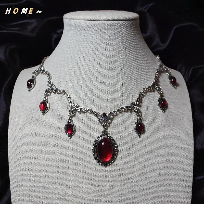 NewHOME Gothic Vampire Cameo Choker - Retro Butterfly Blood Drop Nelace