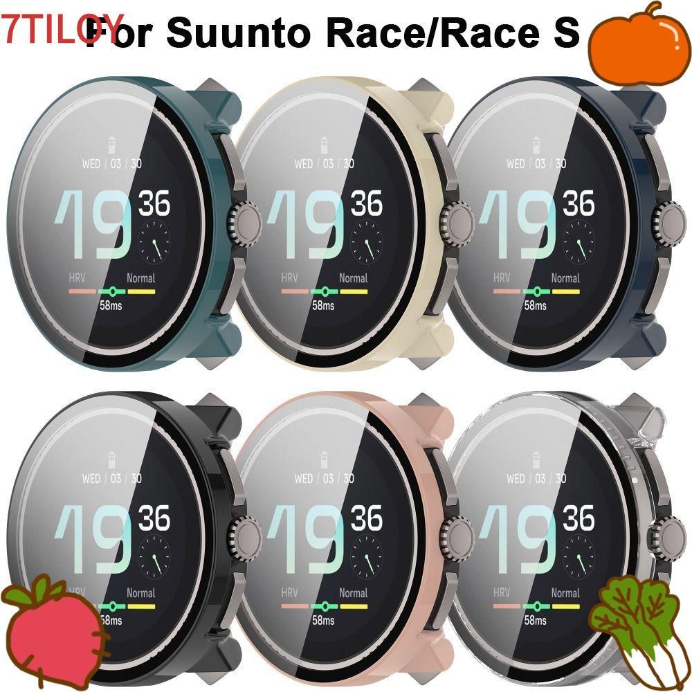 7TILOYSHOP ป้องกัน, PC + กระจกนิรภัยสมาร์ทนาฬิกาป้องกันหน้าจอ,อุปกรณ์เสริม Anti-Scratch Full Coverage ฝาครอบสําหรับ Suunto Race/Race S