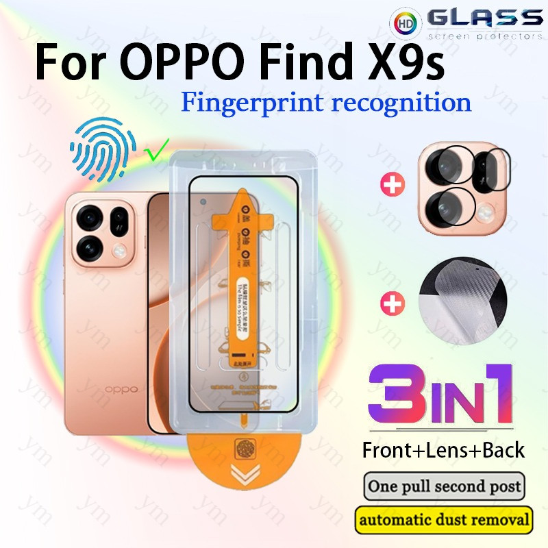 3 In 1 OPPO Find X9s HD One-คลิกกระจกนิรภัยป้องกันหน้าจอฟิล์มคาร์บอนไฟเบอร์สําหรับOPPO Find X9 Pro Ultra กล้องเลนส์Protector