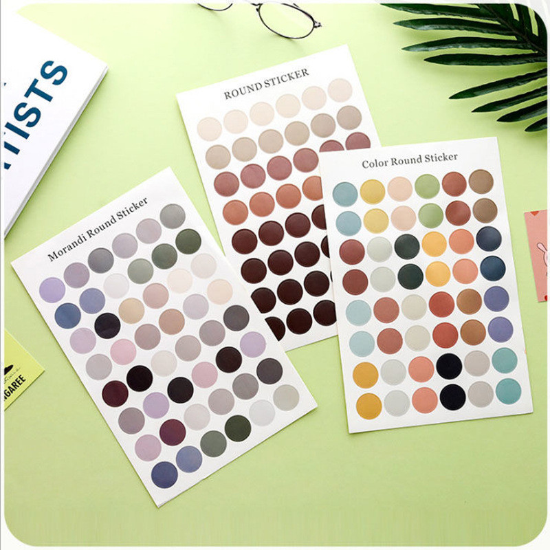 เวอร์ชั่นเกาหลี ins Simple Morandi Dot Stickers Color Earth Color Small Card Sealing Stickers Handbo