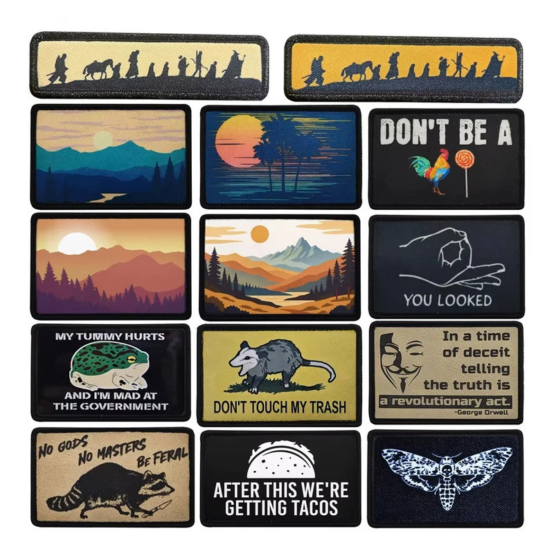 Migrate Journey,Sunrise,Sunset Landscape Patch,สัตว์ตลก Sayings Emblem ผ้า Applique,Tactical Morale 