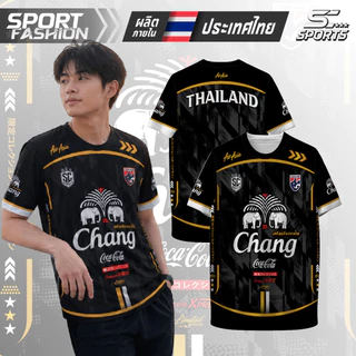 เสื้อกีฬาผ้าพิมพ์ลายสปอนเซอร์ ช้าง-01-ดำ ผ้าไมโครโพลีเอสเตอร์ แห้งเร็ว ใส่สบาย ไซส์ S-4XL