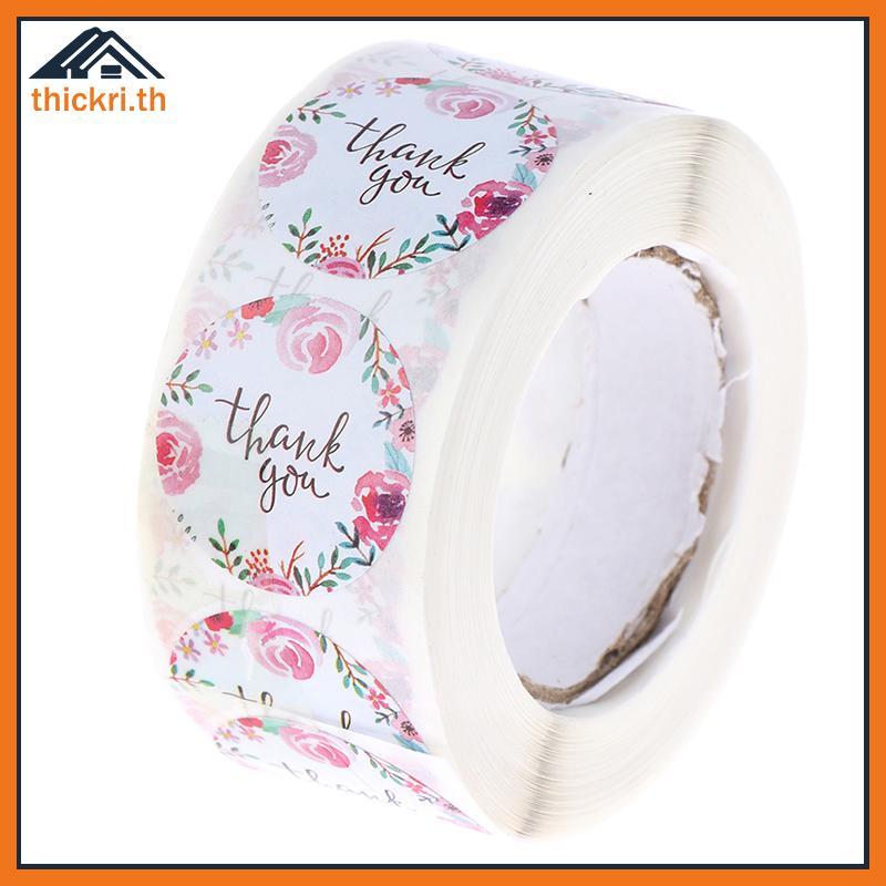 TT 500 ป้าย/ม้วน Thank You Stier seal labes flower Stationery เทียร์ PL