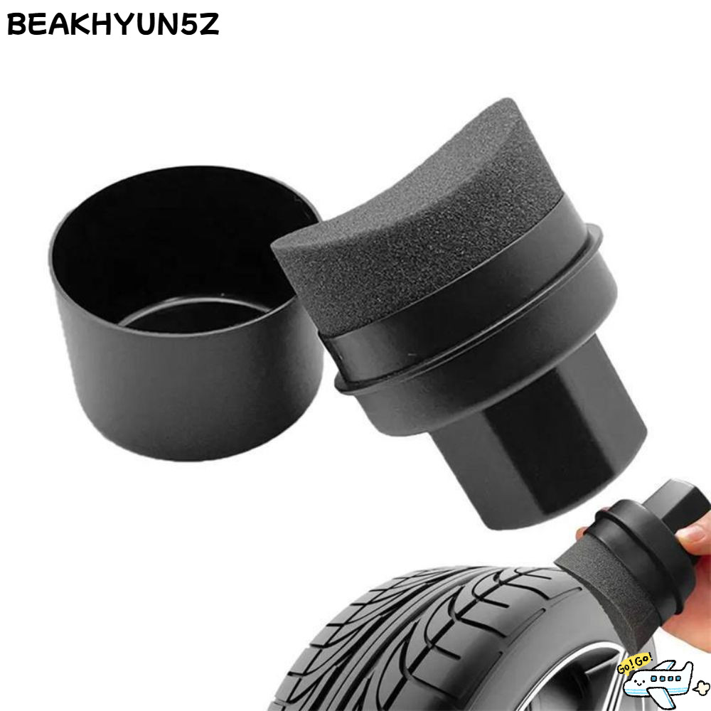 BEAKHYUN5Z Autotyre Wax Applicator, ฟองน้ําขัดยางแบบใช้ซ้ําได้โค้ง, แบบพกพาพร้อมฝาปิดแผ่นทําความสะอาดรถยนต์สําหรับยางชุดรายละเอียดเครื่องมือแว็กซ์รถยนต์