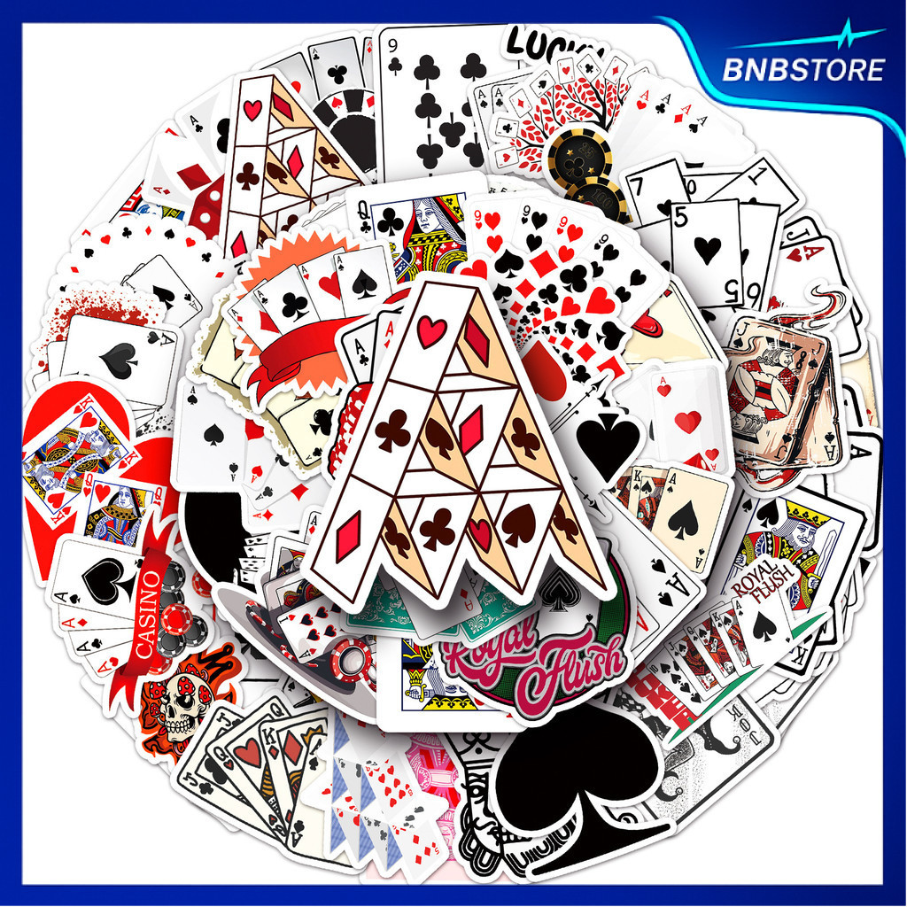 🍀ส่งจากไทย🍀 50แบบ สติกเกอร์ เรียงการ์ด จัดไพ่  playing card sticker พร้อมส่ง