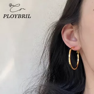 PLOYBRIL เดรช เข็มเงินวงกลมเรขาคณิตต่างหูโลหะยุโรปและอเมริกาโอ้อวดออกแบบต่างหู E083