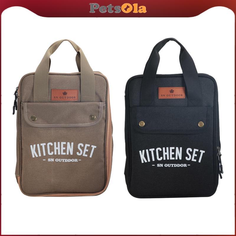 [PETSOLA] Camping Utensils Organizer Utensils กระเป๋าเครื่องครัวสําหรับ Camping Travel บาร์บีคิวทําอ