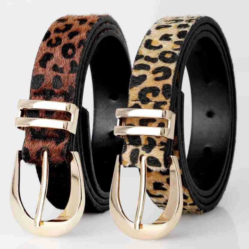 Vintage Luxury Metal Belt Buckle Women's Leopard Print Belt with Jeans Outfit & Casual Wear