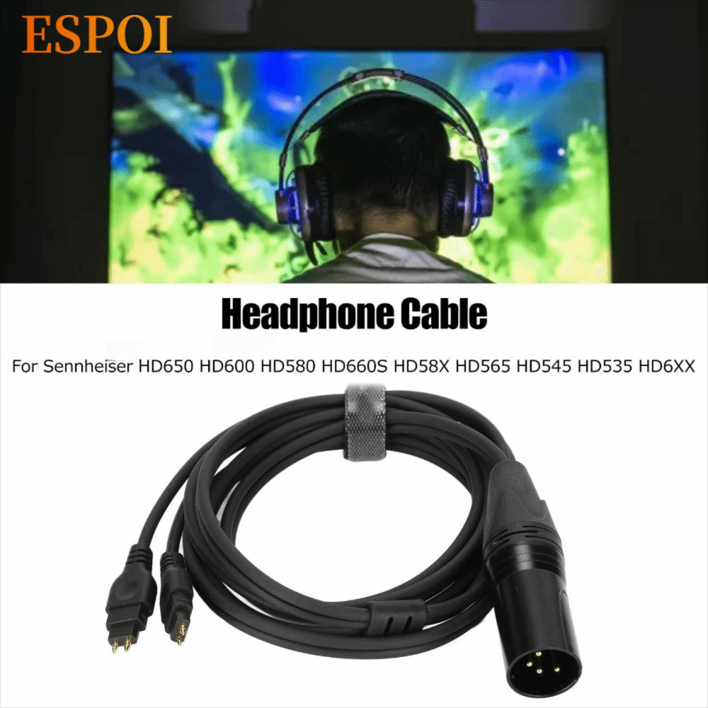ESPOI 4 Pin XLR สายชาย, 1.5m / 4.9ft Plug and Play สายหูฟังสําหรับ Sennheiser HD650 HD600 HD580 HD66
