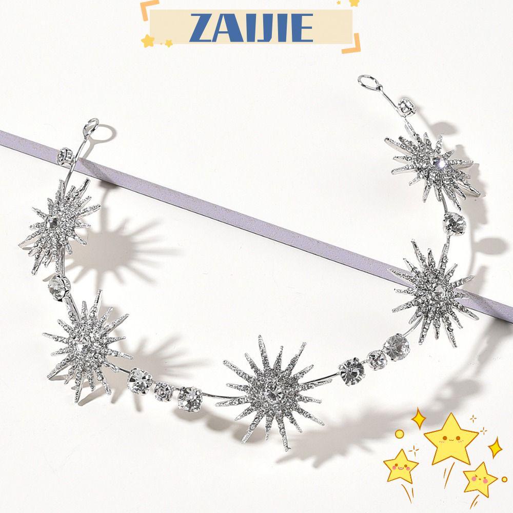 ZAIJIE Star Headpieces Crown Luxury Queen Crown เจ้าสาวตกแต่งเครื่องประดับผม