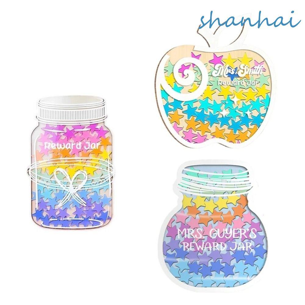 SHANHAI Positive Beahavior Rewards Jar, ไม้ระบุเด็ก Star Reward Jars, ของขวัญพร้อมวงเล็บ Heart Acryl
