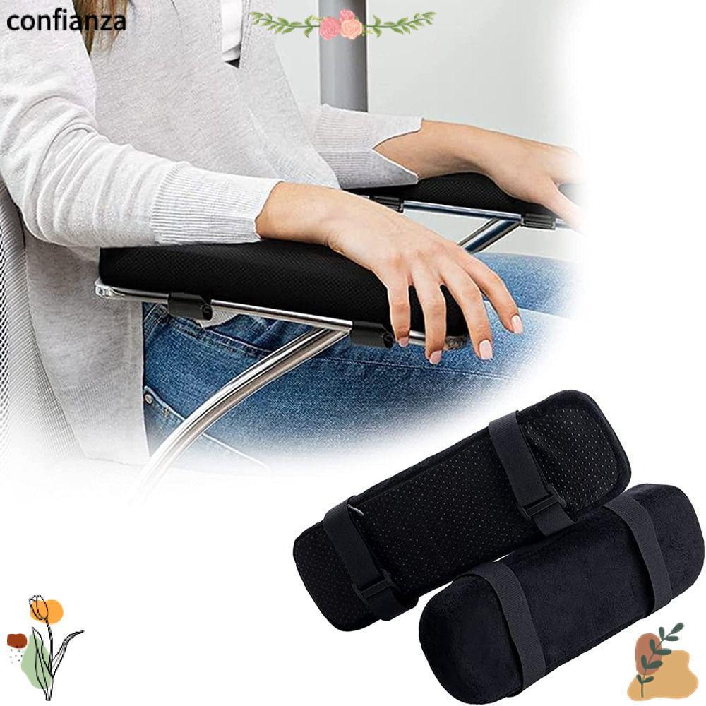 CONFIANZA แผ่นรองที่เท้าแขน, หัวเข็มขัดคงที่หน่วยความจําโฟมเก้าอี้พนักพิงแผ่น, Comfy เก้าอี้เล่นเกมเบาะ Pad สีดํา Forearm ความดันบรรเทาแขน Rest ฝาครอบเก้าอี้สํานักงาน