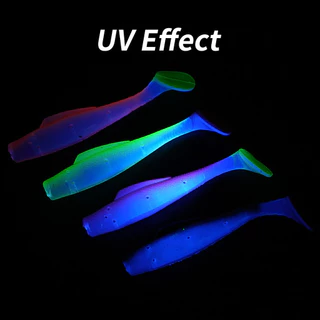 6PCS ใหม่ UV GLOW SWIMBAIT Zman TPR พลาสติกลอยนุ่ม 8 ซม.Paddle Tail SOFT bait WORM ตกปลา Tackle
