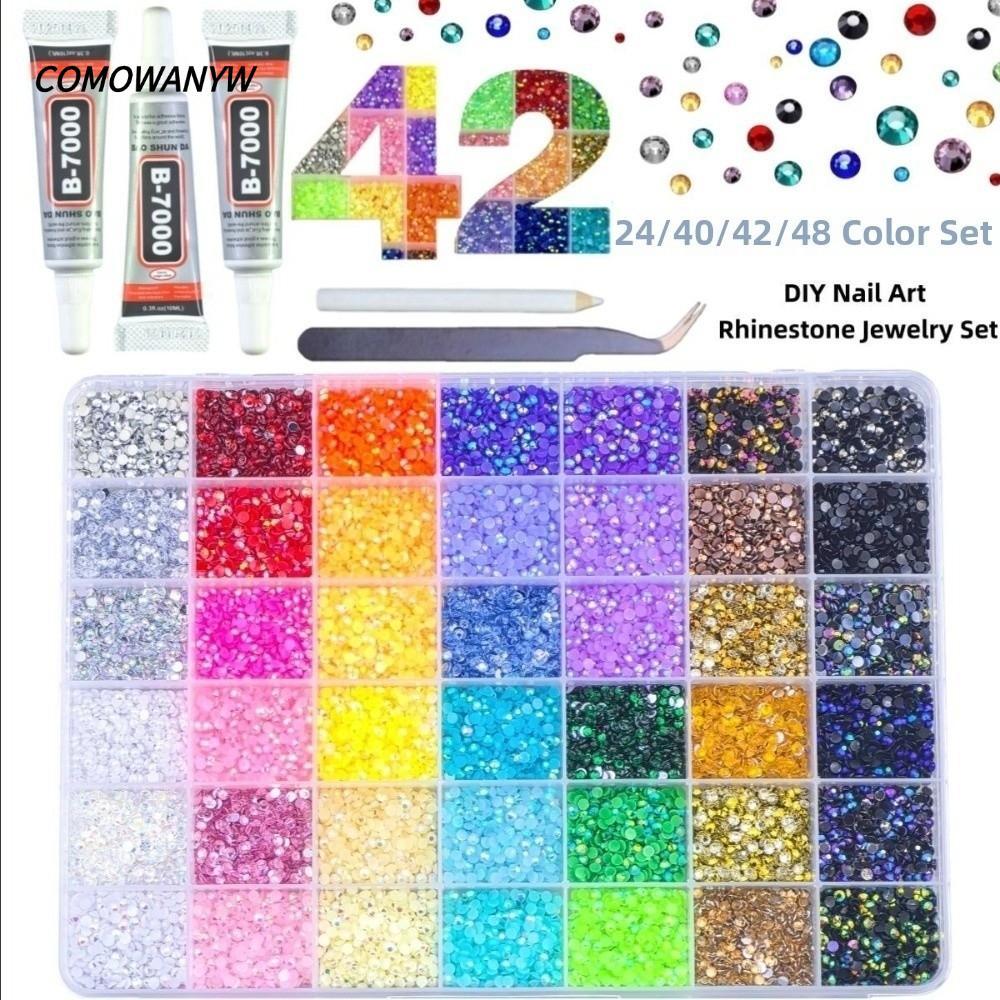 COMONYW เรซิ่น Rhinestone ชุด, DIY ตกแต่ง Multicolor Jelly Rhinestones,ร้อนประกายหัตถกรรมอุปกรณ์เล็บ Rhinestones สําหรับแว่นตาตกแต่ง