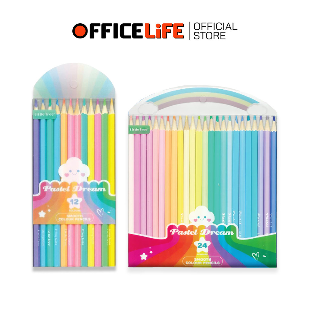 Little Tree (ลิตเติ้ลทรี) สีไม้ สีพาสเทล สีไม้แท่งยาว พาสเทล ( 12 สี/กล่อง )