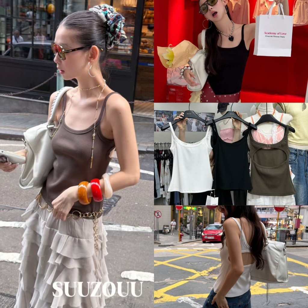 🧵🧡 🇰🇷 SU226 เสื้อสายเดี่ยว ผ้ายืด งานเว้าด้านหลัง ผ้าดีใส่สบาย ยืดหยุ่นได้ดี งานแมทซ์ง่ายค่า แฟชั่นเกาหลี TAG MM Fish 🧡