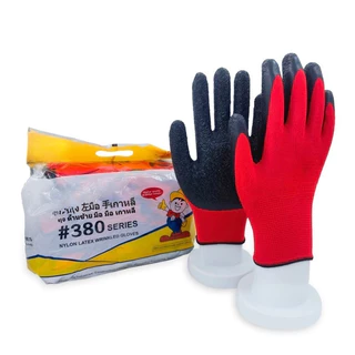 ⚡ยกโหล12คู่ ถุงมือผ้าเคลือบยางหนาถุงมือเกาหลี ถุงมือ380 (1แพ็ค12คู่ยกโหล )อย่างดีพร้อมจัดส่ง รับประกันสินค้า ของแท้