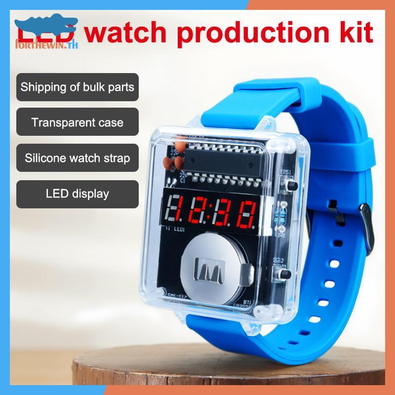 Forthewin 1 ชุด DIY นาฬิกาอิเล็กทรอนิกส์ชุด LED Digital Tube Display Creative Soldering Project โปร่งใสกรณี DIY ชุด (ไม่มีแบตเตอรี่) th