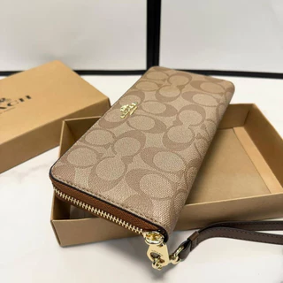 𝐂𝐎𝐀𝐂𝐇 กระเป๋าสตางค์ใบยาวมีซิปสำหรั กับช่องใส่บัตรหลายช่อง