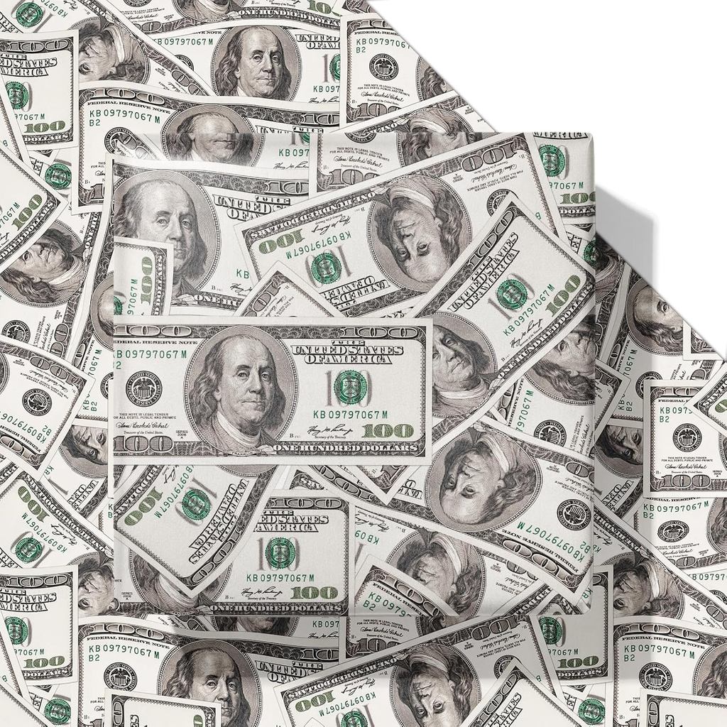 Vnaaem ตลกกระดาษห่อสําหรับผู้ชายผู้หญิงผู้ใหญ่ - 6 ชิ้น Dollar Bills ออกแบบเงินของขวัญห่อสําหรับวันเ