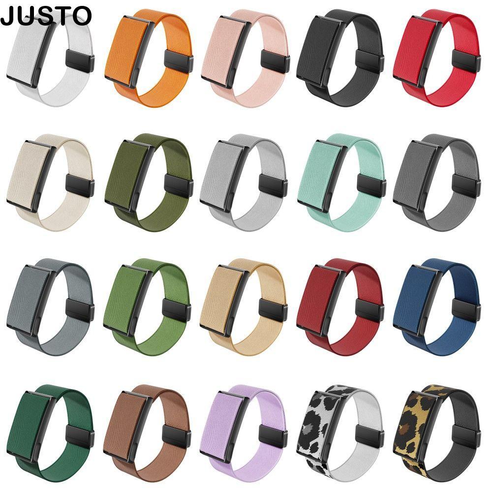 JUSTO Fitness Tracker Strap, Magnetic Nylon Sport Band, สายรัดข้อมือทดแทนแบบนุ่มแบบปรับได้ระบายอากาศได้คุณภาพสูงสําหรับ Huami Amazfit Helio Strap