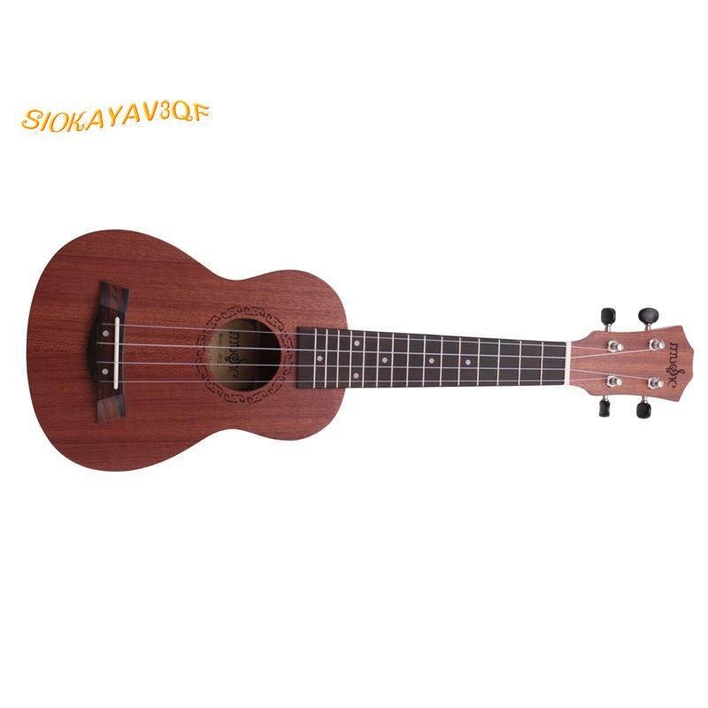 21 นิ้ว Ukulele Soprano เริ่มต้น Ukulele กีตาร์ Ukulele มะฮอกกานีคอ Delicate Tuning Peg 4 Strings ไม
